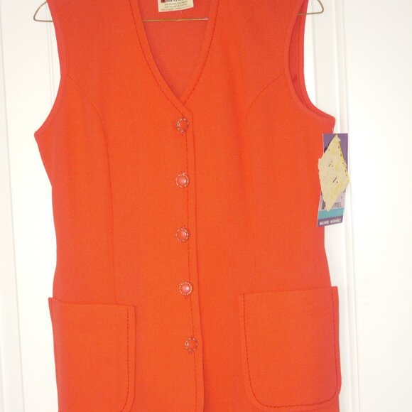 Vintage Sz Med Orange NWT Blouse Top Tunic Dress Bathing Suit Cover Up Vest 60s - Picture 1 of 4